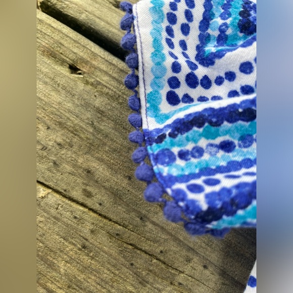 Girls 7/8 Hi-Low Dress👗Shades of Blues and Whites Chevron Dots & Blue Lace Back - Picture 11 of 15